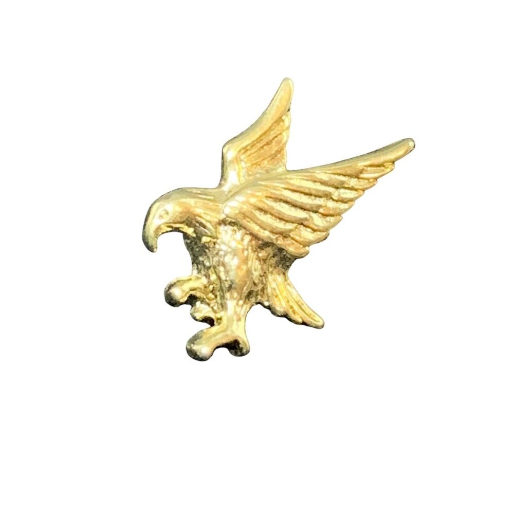 Vintage Gold Tone Flying Eagle Tie Tack With Chain & Bar (1244)